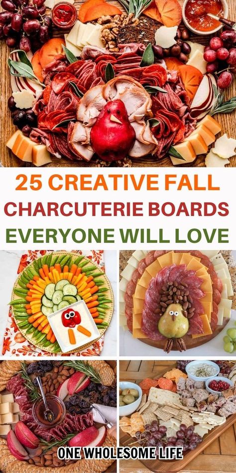 collage of fall charcuterie  boards. Charcuterie Board Turkey, Thanksgiving Charcuterie Board Turkey, Thanksgiving Charcuterie Board Ideas, Thanksgiving Charcuterie Board, Turkey Appetizers, Thanksgiving Charcuterie, Fall Appetizers Easy, Seasoned Crackers, Charcuterie Ideas