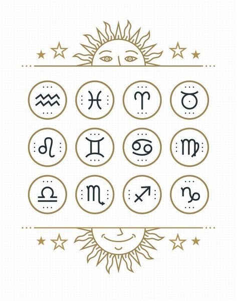 Zodiac icon collection | Vector Sign Graphic Design, Gemini Art, Zodiac Signs Symbols, Astrological Symbols, Line Vector, Elements Design, Birth Chart Astrology, Zodiac Designs, Graphic Design Elements