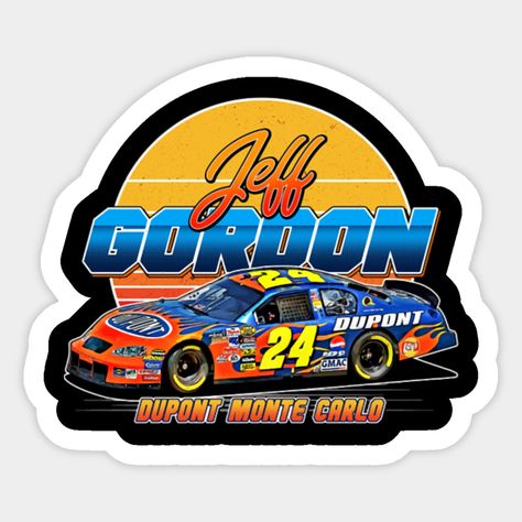 Jeff Gordon Flames 24 Legend Retro -- Choose from our vast selection of stickers to match with your favorite design to make the perfect customized sticker/decal. Perfect to put on water bottles, laptops, hard hats, and car windows. Everything from favorite TV show stickers to funny stickers. For men, women, boys, and girls. Jeff Gordon, Custom Magnets, Monte Carlo, Stickers For Men, Car Windows, Hard Hats, Nascar, Funny Stickers, Custom Stickers