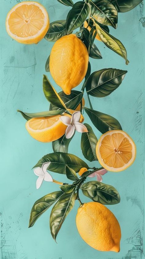 Lemon Wallpaper Iphone, Lemon Italy, Grapefruit Plant, Lemons Wallpaper, Lemon Illustration, Fresh Wallpaper, Lemon Wallpaper, Lemon Background, Fruit Art Drawings