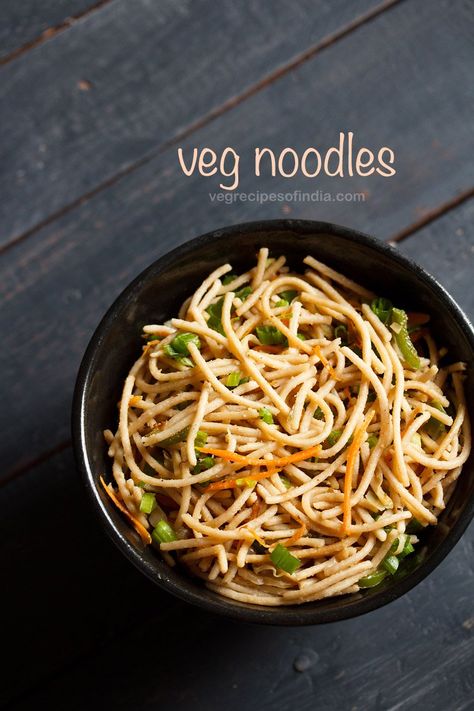 noodles recipe with video and step by step photos. this is an easy and tasty recipe of veg noodles. this veg noodles recipe post shows detailed method with step by step pics & video to cook perfect non sticky noodles and then make veg noodles. #noodlesrecipe #vegnoodlesrecipe #vegnoodles #noodles Pasta Dishes Recipes, Veg Noodles Recipe, Pasta Sauce Recipes Easy, Veg Noodles, Noodles Ideas, Healthy Noodles, Noodle Recipes Easy, Vegetable Noodles, Noodles Recipe