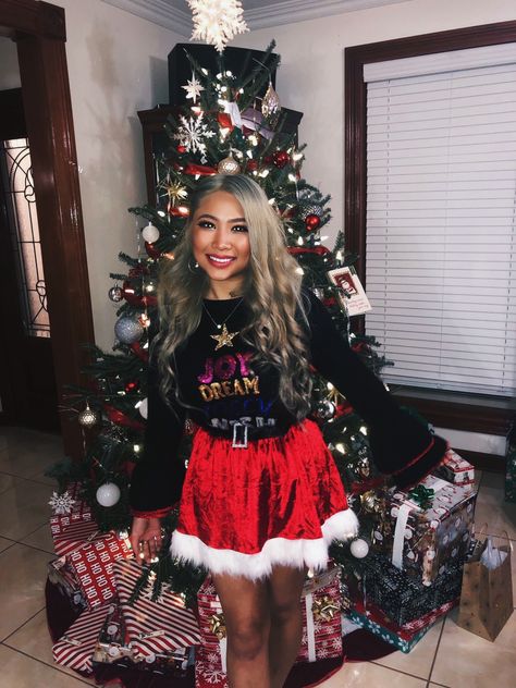 Cute ugly Christmas sweater with Santa skirt Cute Ugly Sweater Outfits, Cute Ugly Christmas Sweater Outfit, Outfit Navideno, Ugly Sweater Outfit, Santa Skirt, Ugly Sweater Outfits, Christmas Sweater Outfit, Cute Ugly Christmas Sweater, Ugly Christmas Sweater Outfit