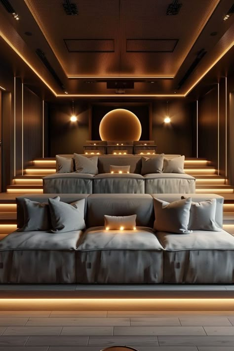 Transforming a small space into a cozy theatre room is an exciting endeavor that allows you to create a cinematic haven right in the comfort of your home. Modern Theater Room, Media Room Ideas Theatres, Theater Room Seating, Small Home Theater Ideas, Theatre Room Seating, Luxury Home Cinema Room, Home Theatre Room Ideas, Cinema Room Design, Room Projector