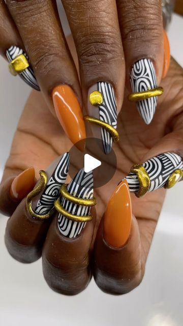 ATL Nail Tech/Nail Artist on Instagram: "Just a quick reminder… you need some dope nails in your life. 
.
.
These were so much fun! 
.
Inspired by @sauvage_artistry 
.
#atlnails #atlnailsalon #hapevillenails #nailedit #nailsnailsnails #acrylicnails #nailart #nailartist #tahradidthem #mattenails  #hapevillega  #hapevillenailsalon #chromenails" Tire Tread Nails, Nail Designs Juneteenth, Grafitti Nails, Savage Nails, Ancient Egypt Nail Art, Tiger Nail Jewellery, Wild Nail Designs Fun, Artsy Nails, Geometric Nails