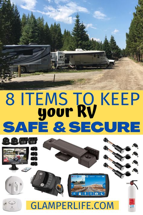 Rv Security Cameras, Rv Security Ideas, Camper Security, Rv Living Full Time Rv Organization, Camper Must Haves, Rv Security, Rv Essentials, Camper Home, Camping Gear Diy