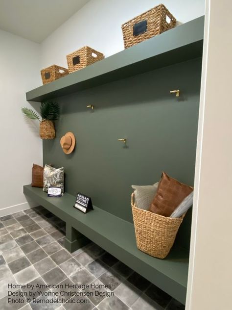 Rosemary Sherwin Williams Green Paint Color Palette, Gray Green Paint Colors, Sage And Olive Green, Mudroom Paint Color, Colours That Go With Grey, Entryway Paint Colors, Green Entryway, Sherwin Williams Green, Sage Green Paint Color