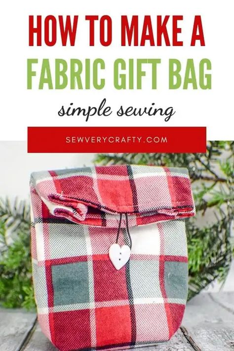 How to Make a Simple Fabric Gift Bag - Sew Very Crafty Fabric Gift Bag, Simple Fabric, Gift Bags Diy, Simple Sewing, Reusable Gift Bags, Beginner Sewing, Ladder Stitch, Quilting Patterns, Christmas Gift Bags