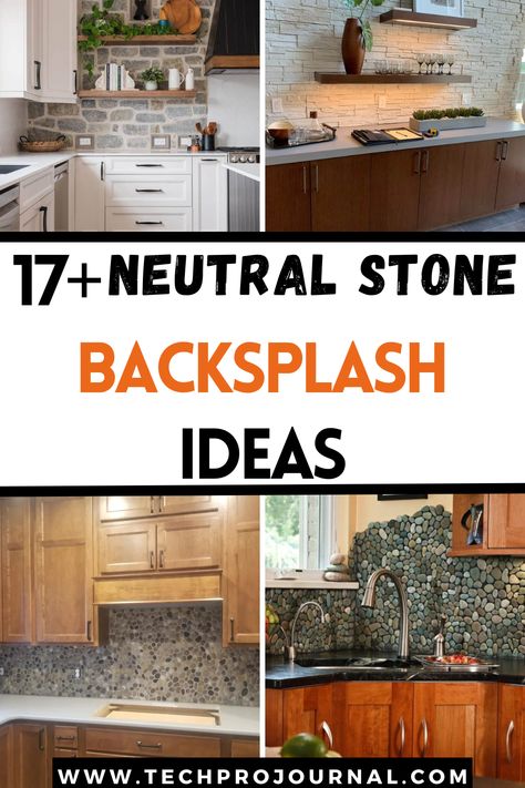 I can’t get enough of these neutral stone backsplash ideas! Whether it’s marble, slate, or travertine, these neutral stone backsplash ideas add subtle texture and timeless elegance to any kitchen without overpowering the space. Cream Cabinets Stone Backsplash, Stone Backsplash Kitchen Wood Cabinets, Stone Veneer Interior Wall Kitchen Backsplash, Alternatives To Backsplash, Sandstone Backsplash Kitchen, River Rock Backsplash Kitchen, Rustic Stone Backsplash, Earthy Kitchen Backsplash, Stone Backsplash Kitchen Rustic