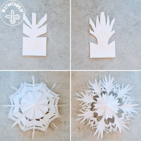 How to make paper bag snowflakes Bag Snowflakes, 3d Paper Snowflakes, Paper Snowflake Patterns, Paper Snowflakes Diy, Snowflake Template, Ramadan Decor, Crafts Origami, Paper Christmas Decorations, Snow Flakes Diy