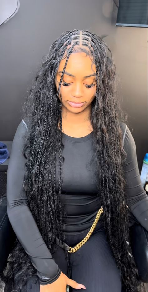 Boho Knotless Braids, Boho Knotless, Birthday Hairstyles, Feed In Braids Hairstyles, Braided Cornrow Hairstyles, Box Braids Hairstyles For Black Women, Braids Hairstyles Pictures, Cute Box Braids Hairstyles, Protective Hairstyles Braids