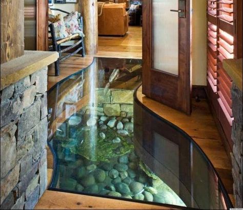 Floor Fish Tank, Staircase Slide, Motorized Window Shades, Aquarium Coffee Table, Curved Kitchen Island, Staircase Storage, Glass Pool, Waterfall Shower, Indoor Outdoor Pool