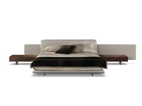 Double bed with integrated nightstands HORIZONTE BED by Minotti Minotti Bed, Nightstand Design, Studio Mk27, Ocean Projects, Modular Seating, Different Types Of Wood, Double Bed, Double Beds, Blue Wallpapers