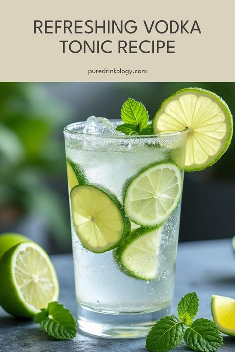 If you're in the mood for a delicious and simple cocktail, embrace the joy of making a refreshing Vodka Tonic! This easy cocktail recipe combines the crisp taste of vodka with tonic water, served over ice in a tall glass, making it a perfect choice for any occasion. The origins of the Vodka Tonic may be debated, but its quick prep and refreshing flavor have made it a bar favorite. Add garnishes like lime or lemon for an extra zing! Discover why this drink is a must-have in your cocktail repertoire. Vodka Tonic Recipe, Easy Vodka Cocktail, Screwdriver Cocktail, Greyhound Cocktail, Harvey Wallbanger, Easy Cocktail Recipe, Vodka Cocktails Easy, Cucumber Vodka, Iced Tea Cocktails