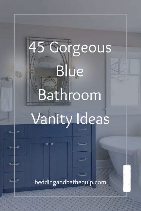 Feeling inspired to remodel your bathroom? These 45 stunning blue vanity ideas are perfect for adding a modern touch. Whether you prefer coastal vibes with a freestanding tub, or bold navy statements, you’ll find endless inspiration here! Discover how a blue bathroom vanity can transform your space, making it look chic and inviting. From light blue shades to darker hues, elevate your bathroom design with these creative looks. Perfect for small or large bathrooms, these blue color palettes will make you love your washroom! Bathroom Ideas With Navy Blue Vanity, Blue Vanity In Bathroom, Navy Blue Vanity Powder Room, Royal Blue Vanity Bathroom Ideas, Farmhouse Bathroom With Blue Vanity, Blue And White Small Bathroom, Blue Ensuite Bathroom Ideas, Bathroom Vanity Design Ideas, Blue Bathroom Cabinet Ideas