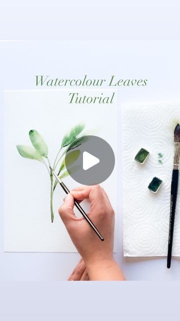 Aurelia on Instagram: "Watercolour Leaves Tutorial 🌿  Make sure to save this one ☝️also do you like this style and should I do more like this?  Materials - Brushes: Size 5 round brush by @jacksons_art  Medium Squirrel brush by @proartebrushes   Paper: @fabriano1264 Artistico paper 300gsm cold pressed NOT  Paint: Mineral paints by @holbeinartistmaterials in Sap Green and Dark Green  Make sure to have fun and tag me if you try it!  Happy Painting! . . . . . #art #watercolorartist #watercolor_best #watercolor_gallery #ihavethisthingwithcolor #watercolor_daily #watercolor_art #watercolorillustration #underthefloralspell #ihavethisthingwithflowers #surelysimplepainting #surelysimple #surelysimplechallenge #watercolor_daily #watercolor_guide #handmadecurato #paintingtutorial #painttutorial #how Easy Watercolor Leaves, Water Colour Leafs, Watercolour Leaves Tutorial, Watercolor Leaves Tutorial, Watercolour Leaves Simple, Watercolour Plants Simple, Beginner Watercolour, Watercolour Fern Leaf, Green Leaves Watercolor