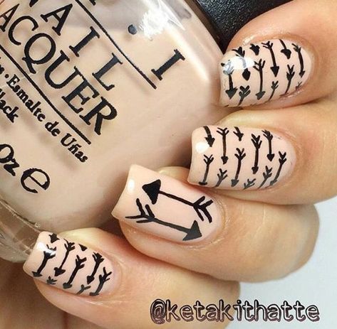 Archery Nails, Arrow Nail Art, Nails Arrow, Indian Nail Art, Arrow Nails, Indian Nails, Stone Nail Art, Total Girl, At Home Nails