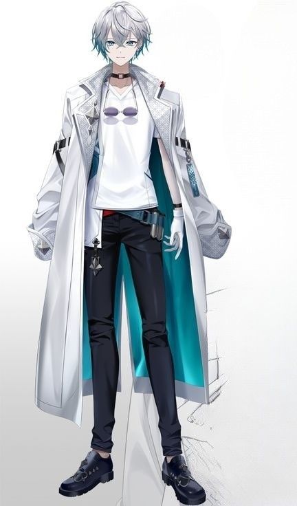 Anime Boy Outfit Ideas, Vtuber Male Model, Cyberpunk Fashion Male, Male Vtuber Model, Male Vtuber, Scifi Outfit, Vtuber Ideas, Manga Watercolor, Anime Streetwear