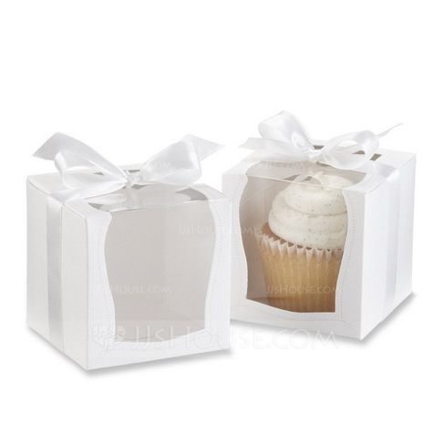 Cupcake Favor Boxes, Individual Cupcake Boxes, Single Cupcake Boxes, Cupcake Favors, Elegant Cupcakes, White Cupcakes, Custom Cupcakes, Cupcake Boxes, Wedding Gift Boxes