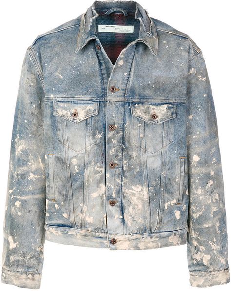 Off-White distressed denim jacket Jean Jacket Outfits Fall, Mens Blue Jacket, Oversize Denim Jacket, Designer Denim Jacket, Denim Clothes, Blue Jacket Men, Off White Jacket, Jean Jacket Outfits, Denim Inspiration