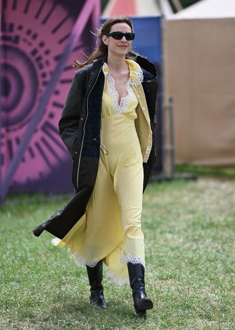 Shop the Dress Alexa Chung Just Wore to Glastonbury | Who What Wear UK Alexa Chung Aesthetic, Fearne Cotton, Festival Fits, Runway Outfits, Pretty Yellow, Lily James, Coat Style, Butter Yellow, Tv Host