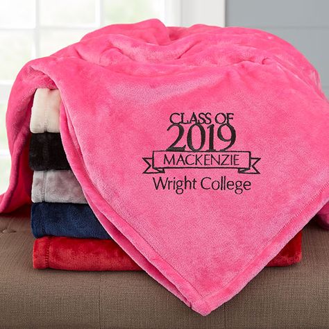 Graduation Personalized 60x80 Pink Fleece Blanket Personalization Mall, Appliqué Quilts, Home Decor Christmas Gifts, College Graduate, Pink Fleece, Senior Night, Blanket Black, Htv Vinyl, Waiting For Her