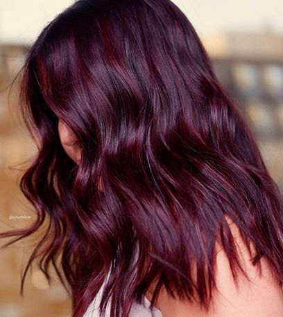 Dark Maroon Hair, Burgundy Hair With Highlights, Deep Burgundy Hair, Pelo Color Borgoña, Pelo Color Vino, Black Cherry Hair Color, Burgundy Red Hair, Dark Burgundy Hair, Burgundy Hair Dye