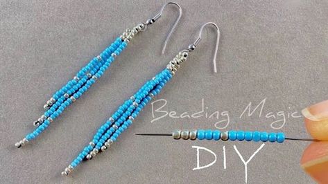 Simple Seed Bead Earrings Tutorial: How to Make Easy Seed Bead Earrings Easy Seed Bead Earrings Tutorial, Easy Seed Bead Earrings, Seed Bead Earrings Tutorial, Making Jewelry For Beginners, Earrings Tutorial, Seed Bead Pattern, Beaded Earrings Tutorials, Beaded Leaf, Bead Sewing