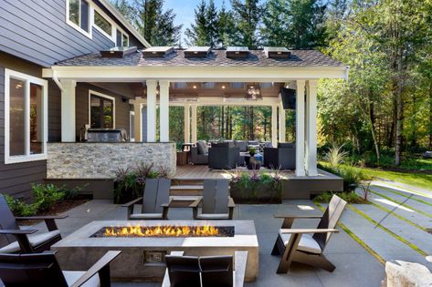 Covered Patio Ideas, Back Porch Designs, Covered Porches, Triple Heart, Watch Football, Outdoor Kitchens, Porch Design, Outdoor Retreat, Rustic White