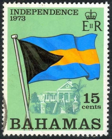 Bahamas Flag, Stamp World, Historical Flags, Bahamas Travel, Bahamas Island, Travel Stamp, Travel Poster Design, Stamps Collection, Postage Stamp Art