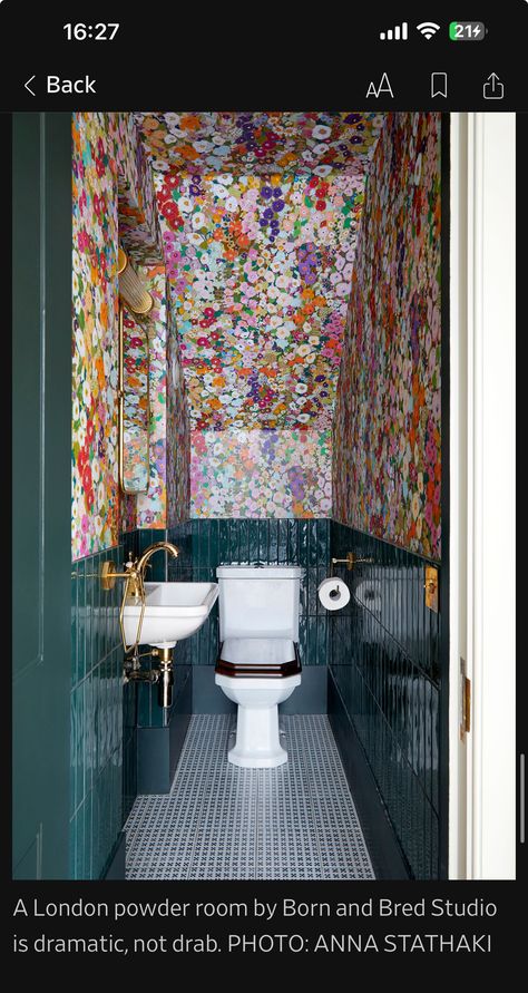 Colourful Toilet, Funky Toilet, Quirky Bathroom Ideas, Downstairs Wc, Quirky Bathroom, Downstairs Loo, Powder Room Design, Small Toilet, Half Bath