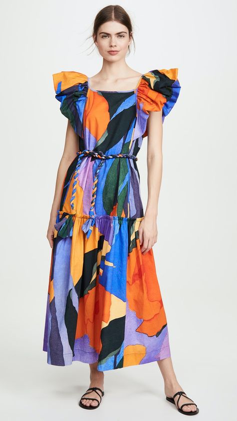 Mara Hoffman Dress, Classy Business Outfits, Summer Formal Dresses, Abstract Fashion, Casual Formal Dresses, Fashion Silhouette, Colourful Abstract, Flower Print Dress, Stylish Work Outfits