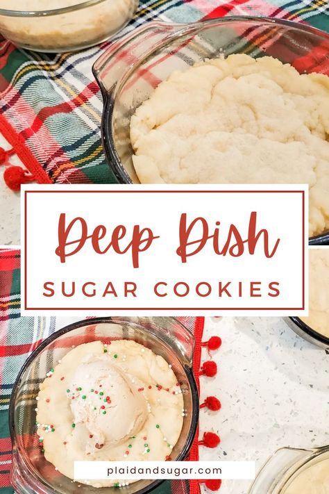 Christmas Party Cookies, Sugar Cookie Desserts, Pistachio Pudding Cookies, Easy Sugar Cookie Recipe, Brookies Cookies, Deep Dish Cookie, Cookie Exchange Recipes, Mini Casseroles, Sugar Cookie Recipe Easy