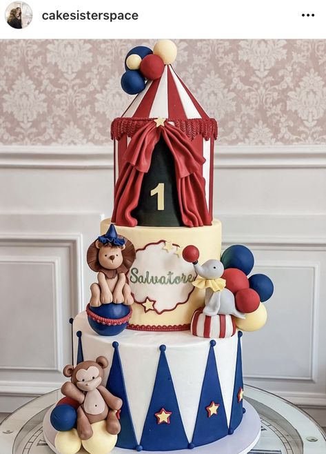 Carnival Birthday Cakes, Carnival Birthday Theme, Texas Cake, Circus Birthday Cake, Circus Theme Cakes, Circus Cakes, Circus Monkey, Carnival Cakes, Circus Cake