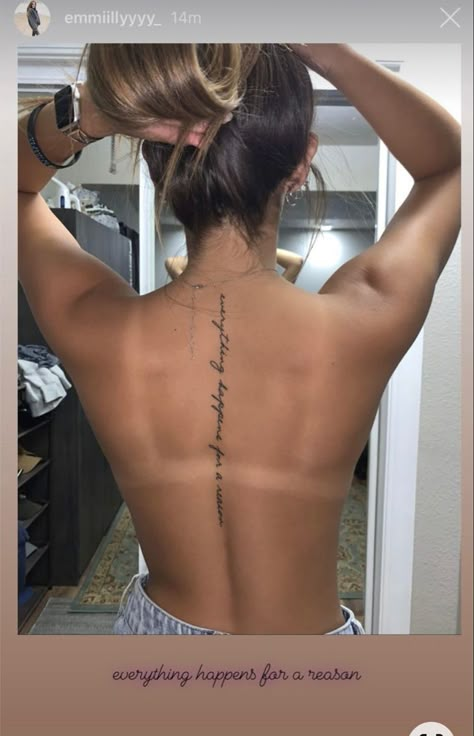 Spine Tattoo Quotes, Girl Spine Tattoos, Tato Minimal, Girl Back Tattoos, Cat Tattoos, Inspiration Tattoos, Spine Tattoos For Women, Tiny Tattoo, Stylist Tattoos