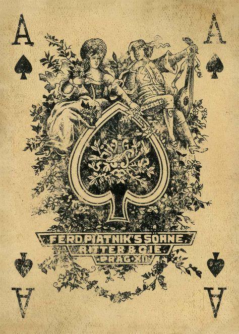 Vintage Playing Card Print - Ace of Spades – InkAndDrop Victorian Playing Cards, Ace Of Spades Design, Fancy Playing Cards, Playing Cards Poster, Playing Cards Design Art, Ace Of Spades Aesthetic, Posters Aesthetic Vintage, Aesthetic Playing Cards, Playing Card Illustration