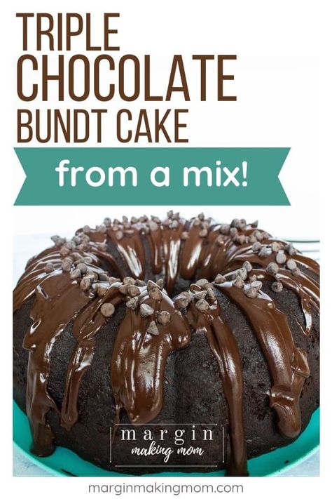 Triple Chocolate Bundt Cake, Bundt Recipes, Easy Bundt Cake, Devils Food Cake Mix Recipe, Chocolate Bundt, Chocolate Bundt Cake, Instant Pudding Mix, Bundt Cakes Recipes, Chocolate Cake Mixes