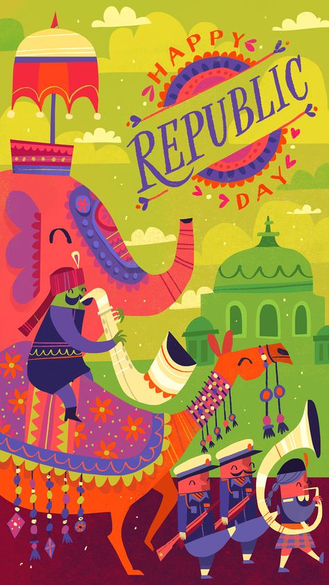 Snapchat Republic Day Mass Snap on Behance Charger Art, Republic Day India, Indian Illustration, Illustration Projects, Master Of Fine Arts, Fine Arts Degree, Wacom Tablet, Postcard Art, Greeting Card Illustration