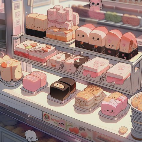 Anime Food Pictures, Japan Food Anime, Anime Food Icons Aesthetic, Anime Supermarket, Supermarket Illustration, Anime Food Wallpaper, Notion Organization, Foodie Illustration, Spam Idea