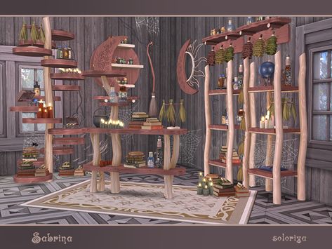 soloriya's Sabrina Sims 4 Wizard Cc, Sims 4 Witch Cc, Goth Cottage, Fantasy Furniture, Cc Mods, Sims 4 Cc Makeup, Sims 4 Teen, Sims 4 Characters, Sims House Design