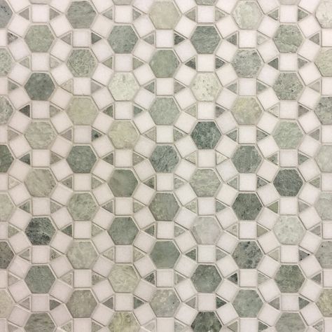 Ming Marble Ming & Thassos Mix Tile Around Bathtub Tub Surround, Tile Accent Wall Bathroom, Green Marble Tile, Tile Around Bathtub, Tile Around Fireplace, Perini Tiles, Tile Accent Wall, Marble Bathroom Floor, Natural Tile