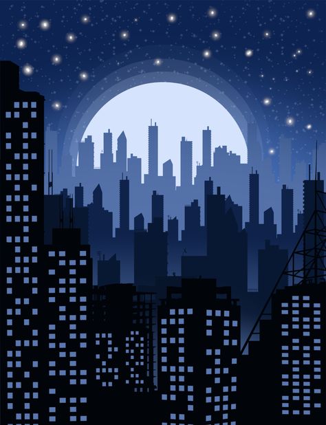 City lights, on ArtStation at https://www.artstation.com/artwork/Ar4Ngo Batman City, Hoco 2024, New York Illustration, Drawing In Procreate, The City At Night, City Lights At Night, City Artwork, Skyline Painting, Night Illustration