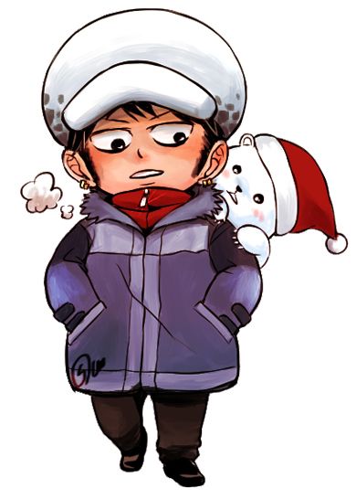 Trafalgar Law Christmas, Aquarell Christmas Cards, Robin And Law, Aquarell Christmas, One Piece Christmas, Christmas One Piece, Christmas Chibi, Zoro Law, Bujo Printables