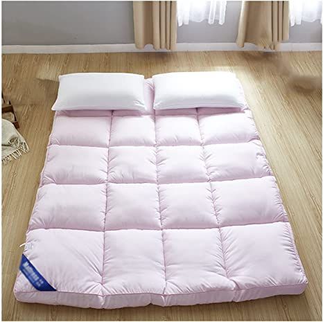 MHXY Hotel Culture Mattress Topper Microfibre Hotel Mattress Topper Elasticated Corners for Floor Lounger Bed Couches and Sofas (Color : Pink, Size : 1.2x2.0m) Japanese Futon Bed, Roll Up Mattress, Tatami Mattress, Floor Futon, Hotel Mattress, Japanese Futon Mattress, Tatami Floor, Futon Cushions, Japanese Floor Mattress