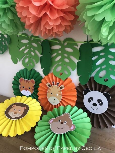 Baby Shower Jungle Theme, Safari Baby Shower Boy, Baby Shower Jungle, Birthday Decoration Ideas, Jungle Theme Classroom, Jungle Theme Birthday Party, Jungle Thema, Jungle Decorations, Wild Birthday Party