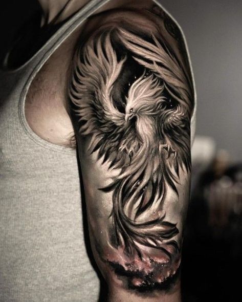 Greek Phoenix Tattoo, Mens Pheonix Tattoo Ideas, Phinex Bird Tattoo, Realistic Phoenix Tattoo, Fenix Tattoo Men, Phoenix Tattoo Men Arm, Phoenix Tattoo Design Men, Fire Phoenix Tattoo, Phoenix Tattoo Arm