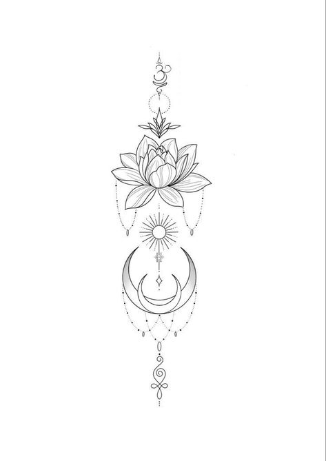 Spiritual Ocean Tattoo, Mystical Back Tattoos, Spiritual Tattoos For Women Universe, Mandala Flower Tattoo Design, Yoga Tattoos For Women, Mystical Tattoos For Women, Spiritual Tattoos For Women, Mandala Flower Tattoo, Small Pretty Tattoos