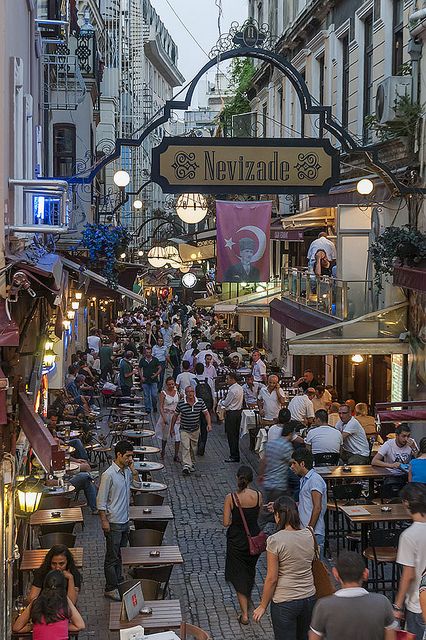 Nevizade Street, Beyoğlu, Istanbul Empire Ottoman, Walking Down The Street, Kusadasi, Istanbul Travel, Hagia Sophia, Turkey Travel, Istanbul Turkey, Macedonia, Cafe Bar