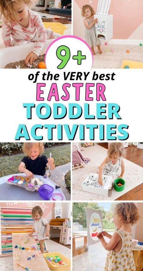 Looking for the best easter activities for toddlers and preschoolers? Look no further! I'm sharing simple easter ideas you can do at home, indoors or outdoors, on a rainy Spring day with your toddler or preschooler using everyday household items! Easter Activities For Toddlers, Easter Toddler, Easter Crafts For Toddlers, Easter Preschool, Easter Activities For Kids, Easy Easter Crafts, Preschool Age, Toddler Easter, Activities For Toddlers