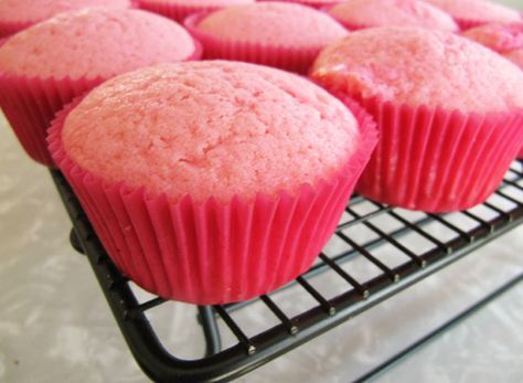 Electric Pink Vanilla Cupcakes Pink Muffins Cupcake, Pink Muffins, Pink Vanilla, Cupcake Rosa, School Cupcakes, Vanilla Cupcake Recipe, Swiss Meringue Buttercream, Pink Cupcakes, Chocolate Chip Muffins