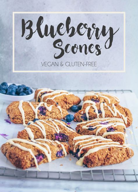 Blueberry Scones (Vegan & Gluten-free) Vegan Blueberry Scones, Scones Vegan, Easy Garlic Bread, Healthy Scones, Sourdough Scones, Blueberry Scones Recipe, Eggs Potatoes, French Loaf, Vegan Scones